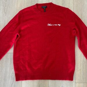 rag and Bone wool cashmere blend sweater “ have a nice day” embroidery on it